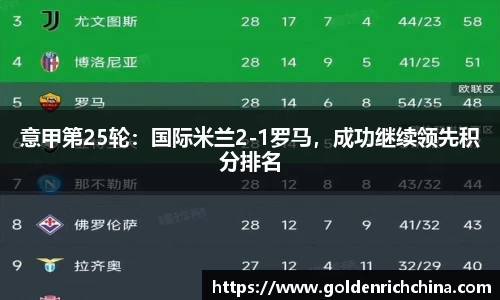 意甲第25轮：国际米兰2-1罗马，成功继续领先积分排名
