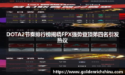 DOTA2节奏排行榜揭晓FPX强势登顶第四名引发热议